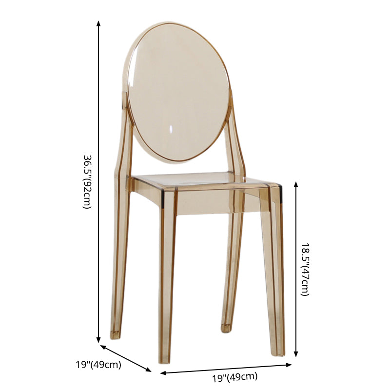 Chaise de salle à manger contemporaine en plastique, chaise à dossier ouvert avec 4 pieds pour la maison