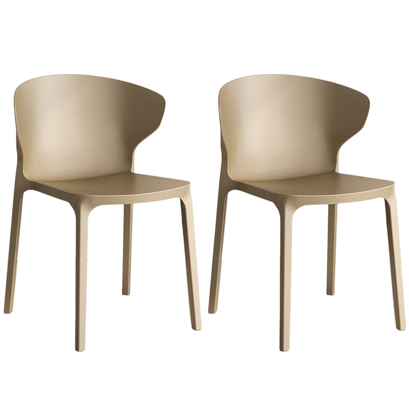 Contemporary Plastic Dining Chair 15.5'' Wide Wingback Side Chair for Home Use