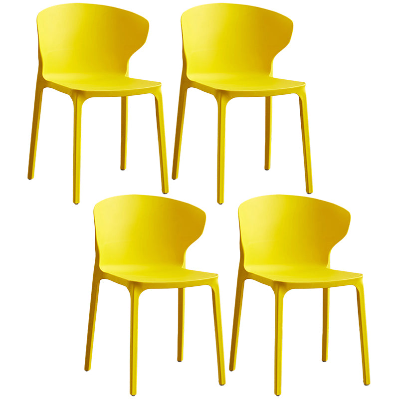 Contemporary Plastic Dining Chair 15.5'' Wide Wingback Side Chair for Home Use