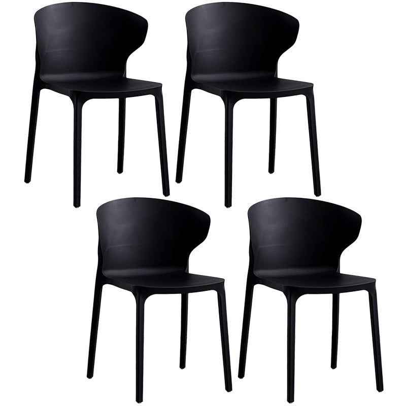 Contemporary Plastic Dining Chair 15.5'' Wide Wingback Side Chair for Home Use