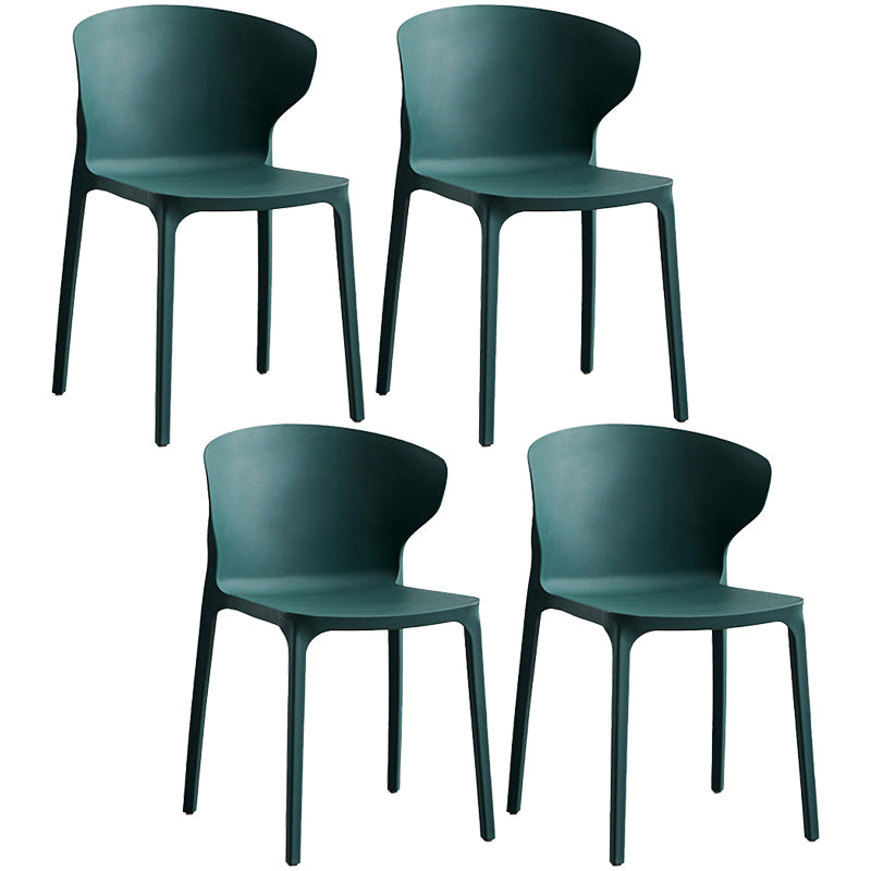 Contemporary Plastic Dining Chair 15.5'' Wide Wingback Side Chair for Home Use
