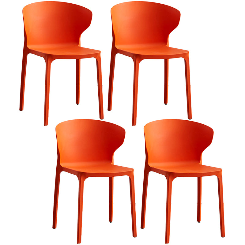 Contemporary Plastic Dining Chair 15.5'' Wide Wingback Side Chair for Home Use