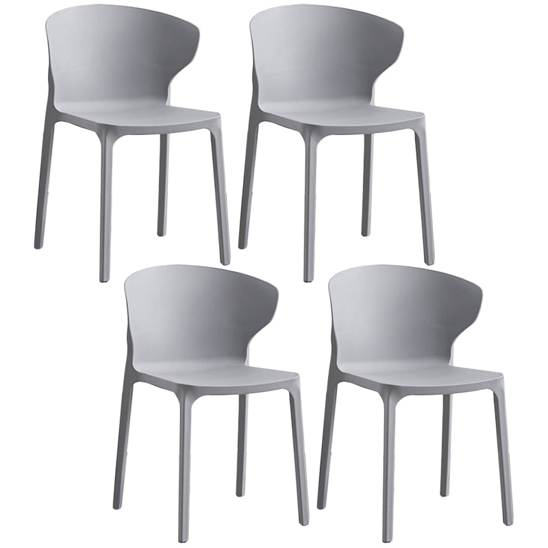 Contemporary Plastic Dining Chair 15.5'' Wide Wingback Side Chair for Home Use
