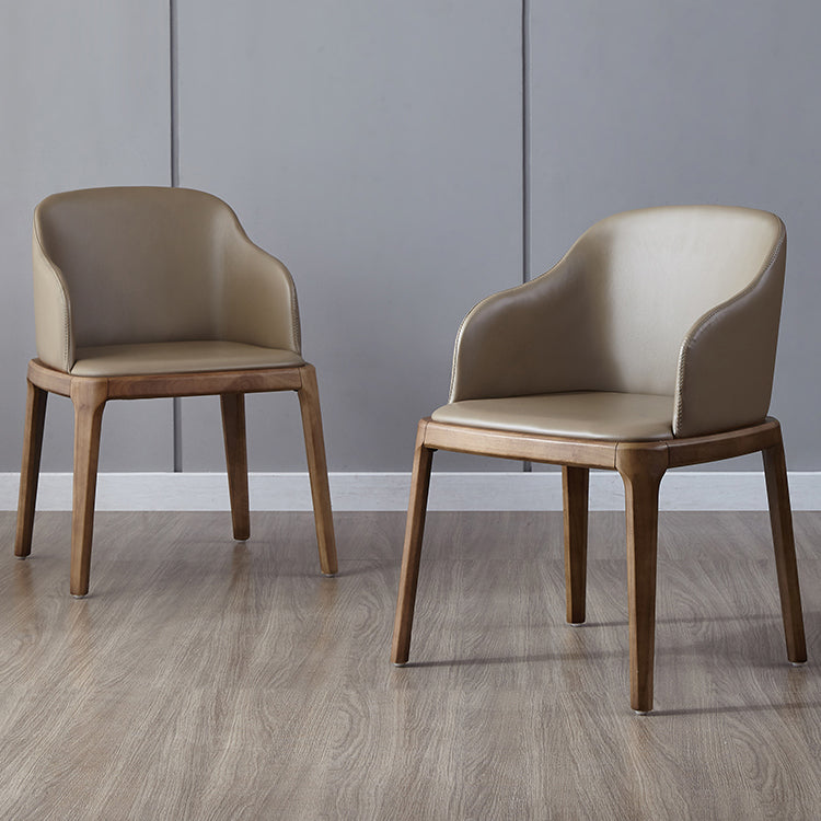 Modern Dining Chair Solid Back Side Chair with 4 Wood Legs for Home Use