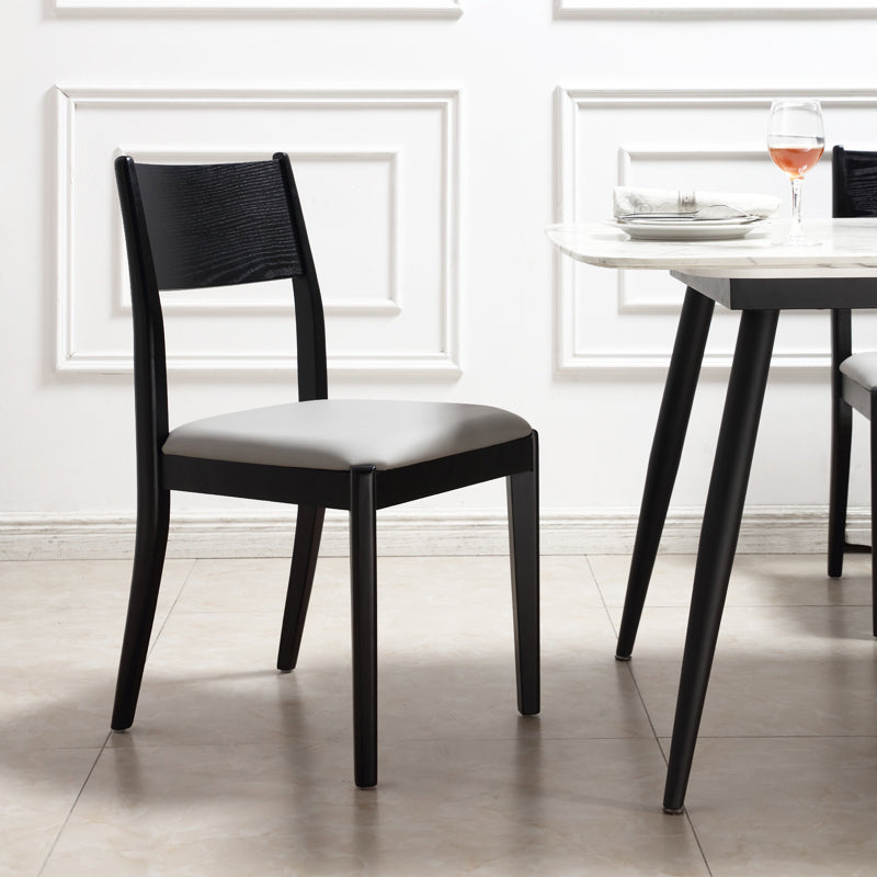 Chaise de salle à manger industrielle, chaise à dossier ouvert avec pieds en bois noir, pour usage domestique