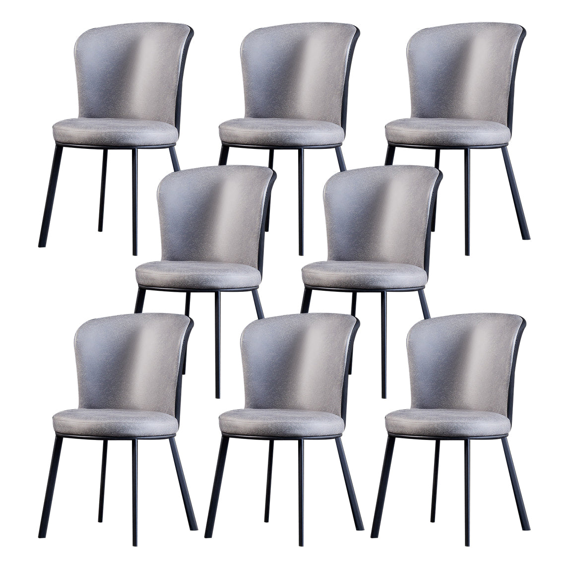 Chaises sans bras à dossier solide rembourrées par chaise latérale de salle à manger en cuir moderne
