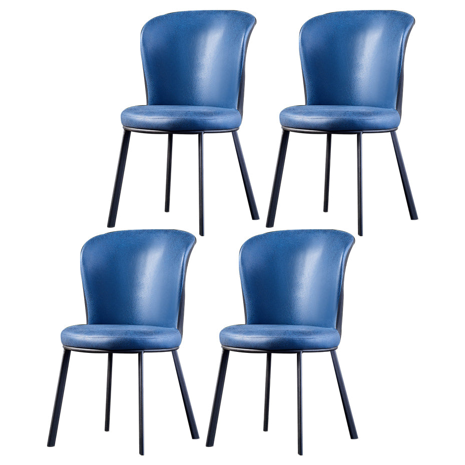 Chaises sans bras à dossier solide rembourrées par chaise latérale de salle à manger en cuir moderne