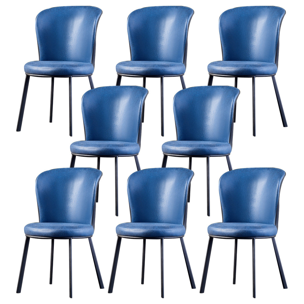 Chaises sans bras à dossier solide rembourrées par chaise latérale de salle à manger en cuir moderne