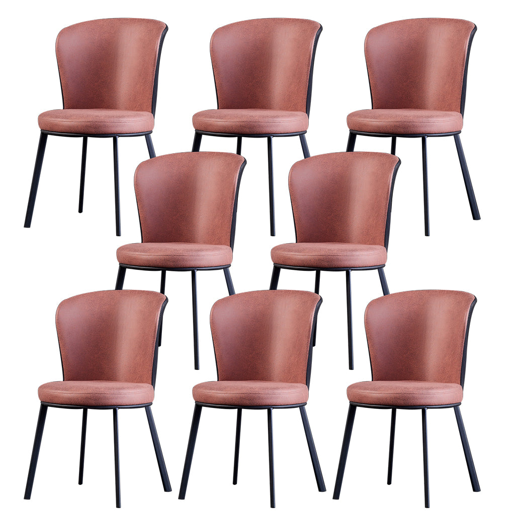 Chaises sans bras à dossier solide rembourrées par chaise latérale de salle à manger en cuir moderne