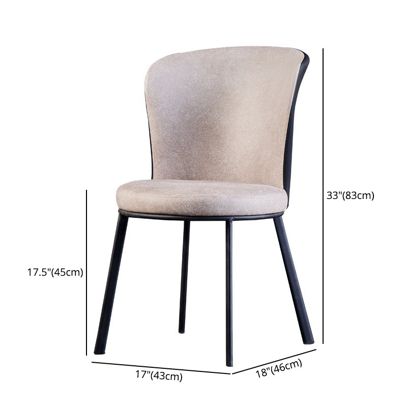 Chaises sans bras à dossier solide rembourrées par chaise latérale de salle à manger en cuir moderne