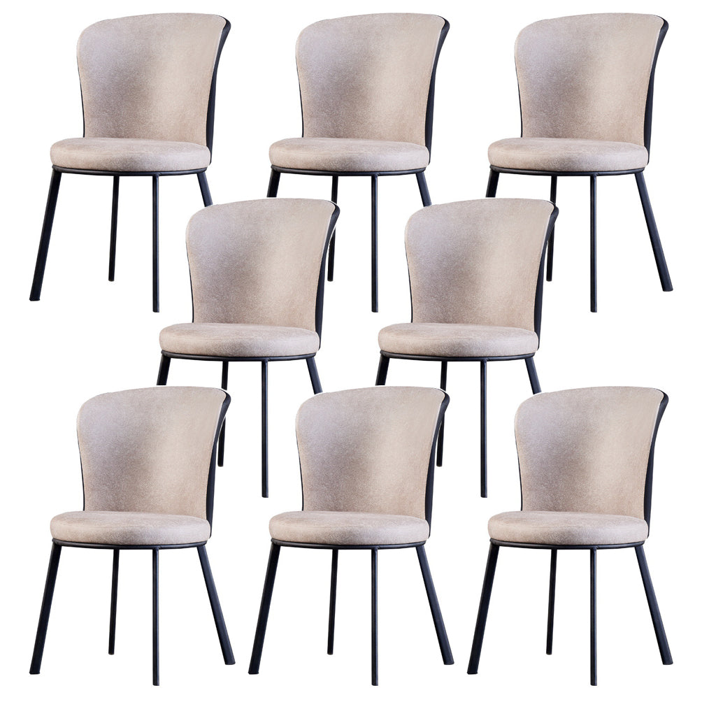 Chaises sans bras à dossier solide rembourrées par chaise latérale de salle à manger en cuir moderne