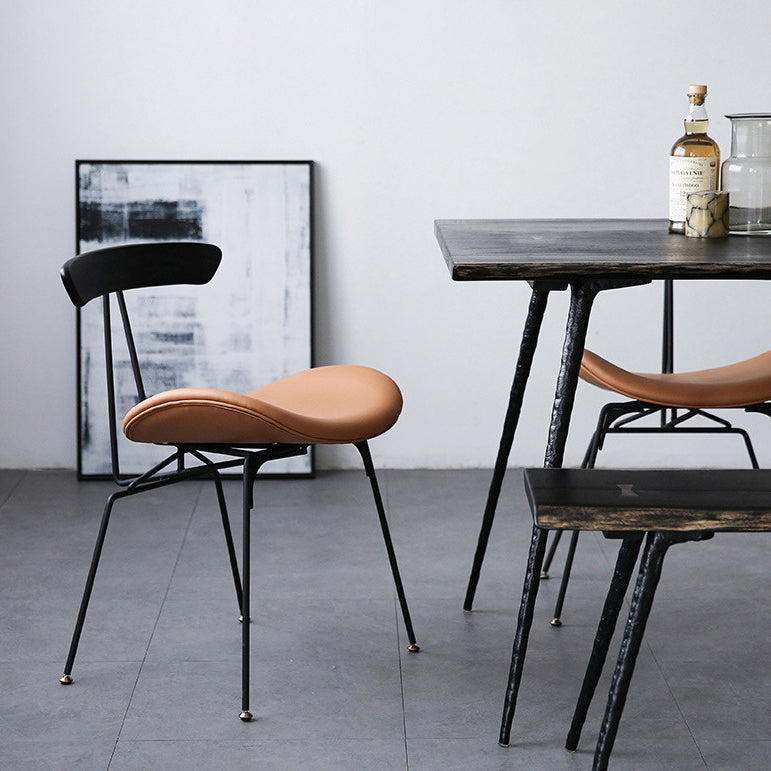 Industrial Black Opening Back Dining Side Chair Kitchen Metal Dining Side Chair
