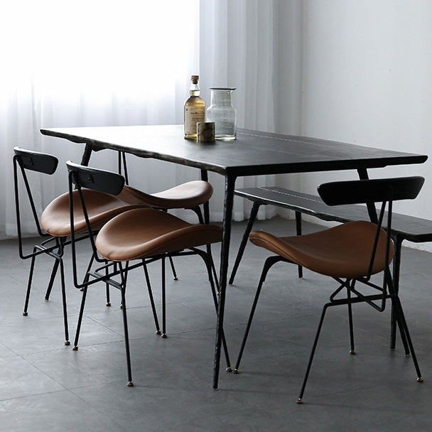 Industrial Black Opening Back Dining Side Chair Kitchen Metal Dining Side Chair