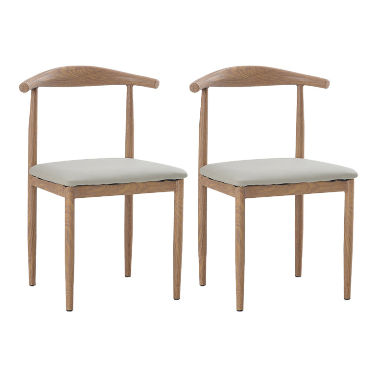 Modern Style Kitchen Leather Dining Chair Ladder Back Side Chair of 16" Wide with Metallic Base