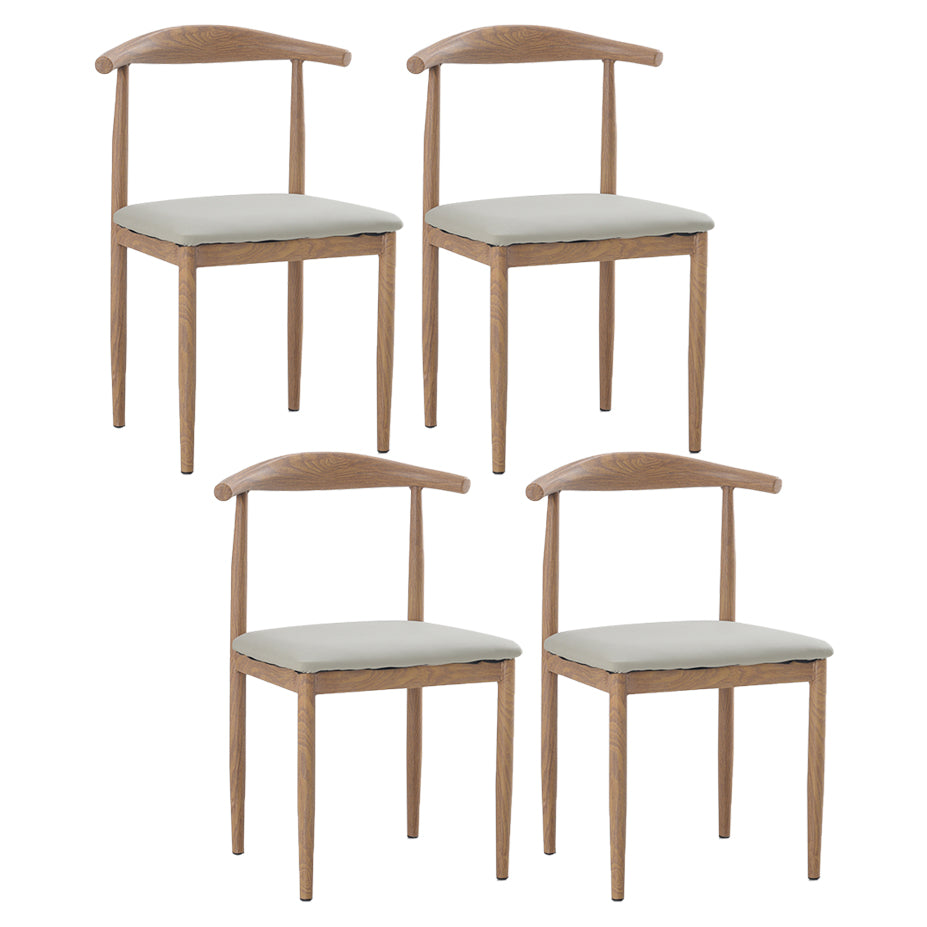 Modern Style Kitchen Leather Dining Chair Ladder Back Side Chair of 16" Wide with Metallic Base