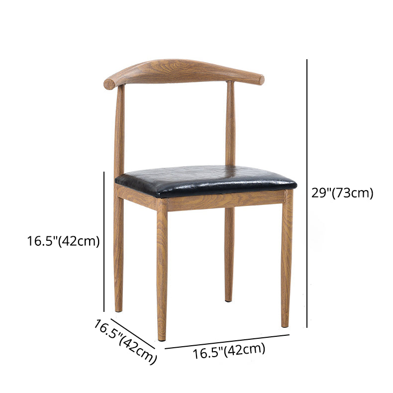 Modern Style Kitchen Leather Dining Chair Ladder Back Side Chair of 16" Wide with Metallic Base