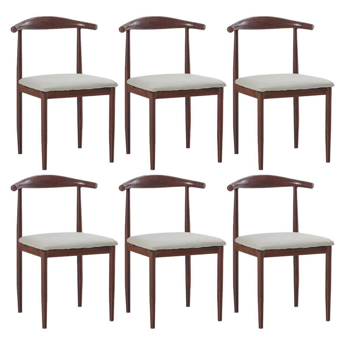 Modern Style Kitchen Leather Dining Chair Ladder Back Side Chair of 16" Wide with Metallic Base