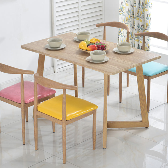 Chaise de salle à manger en cuir de cuisine de style moderne, chaise latérale à dossier en échelle de 16" de large avec base métallique