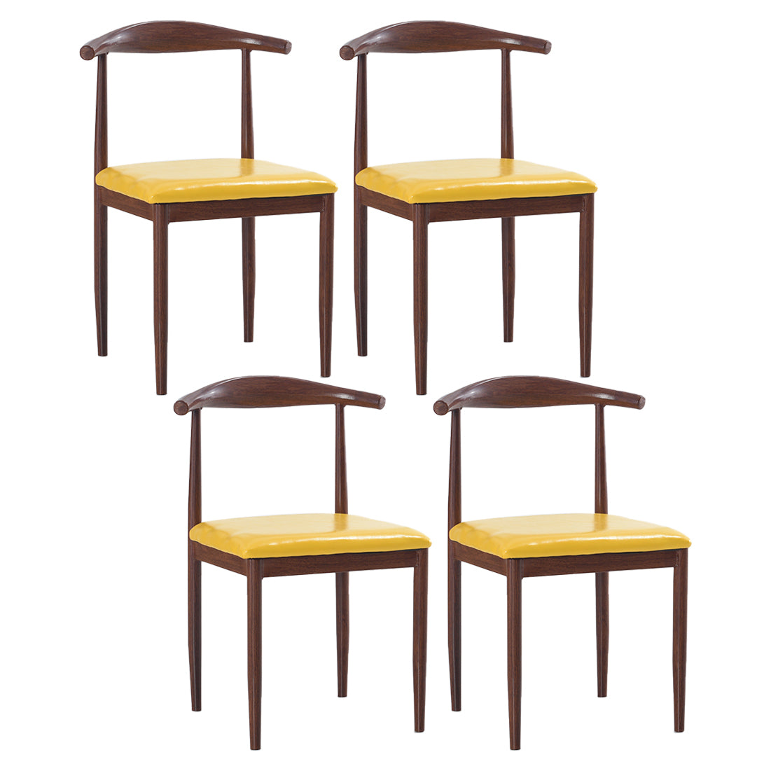 Modern Style Kitchen Leather Dining Chair Ladder Back Side Chair of 16" Wide with Metallic Base