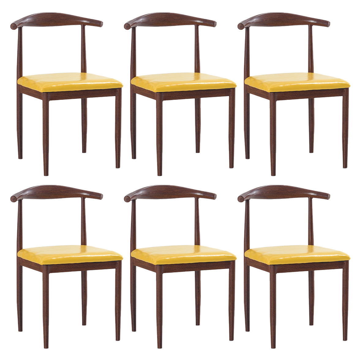 Modern Style Kitchen Leather Dining Chair Ladder Back Side Chair of 16" Wide with Metallic Base