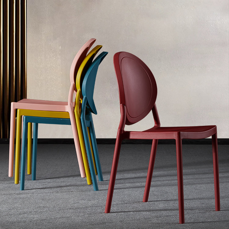 Chaise d'appoint scandinave à dossier ouvert, chaise de salle à manger empilable en plastique