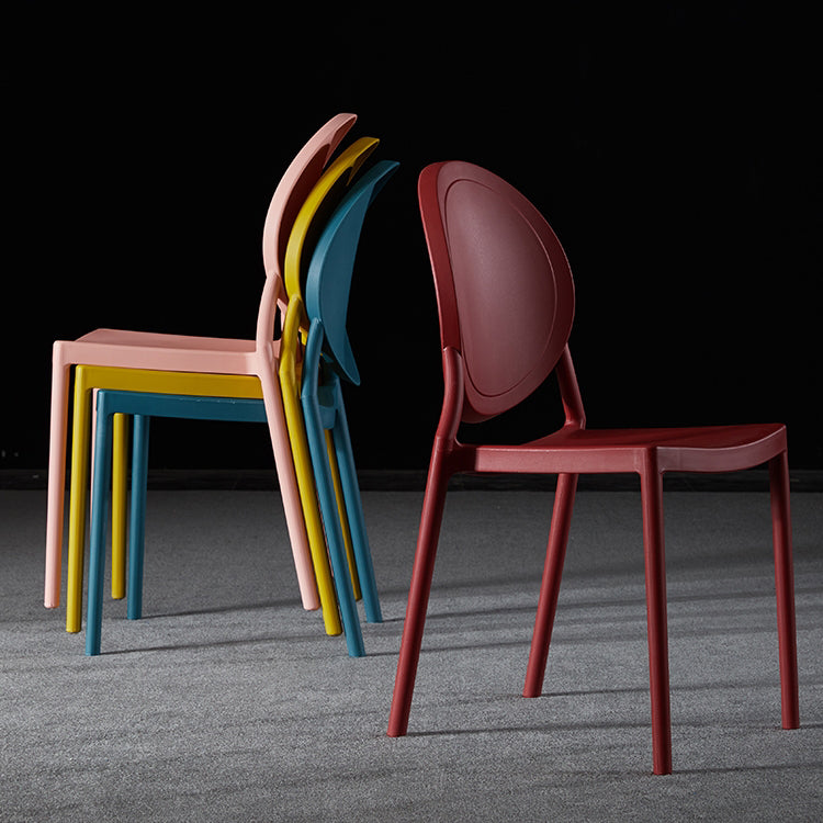 Chaise d'appoint scandinave à dossier ouvert, chaise de salle à manger empilable en plastique