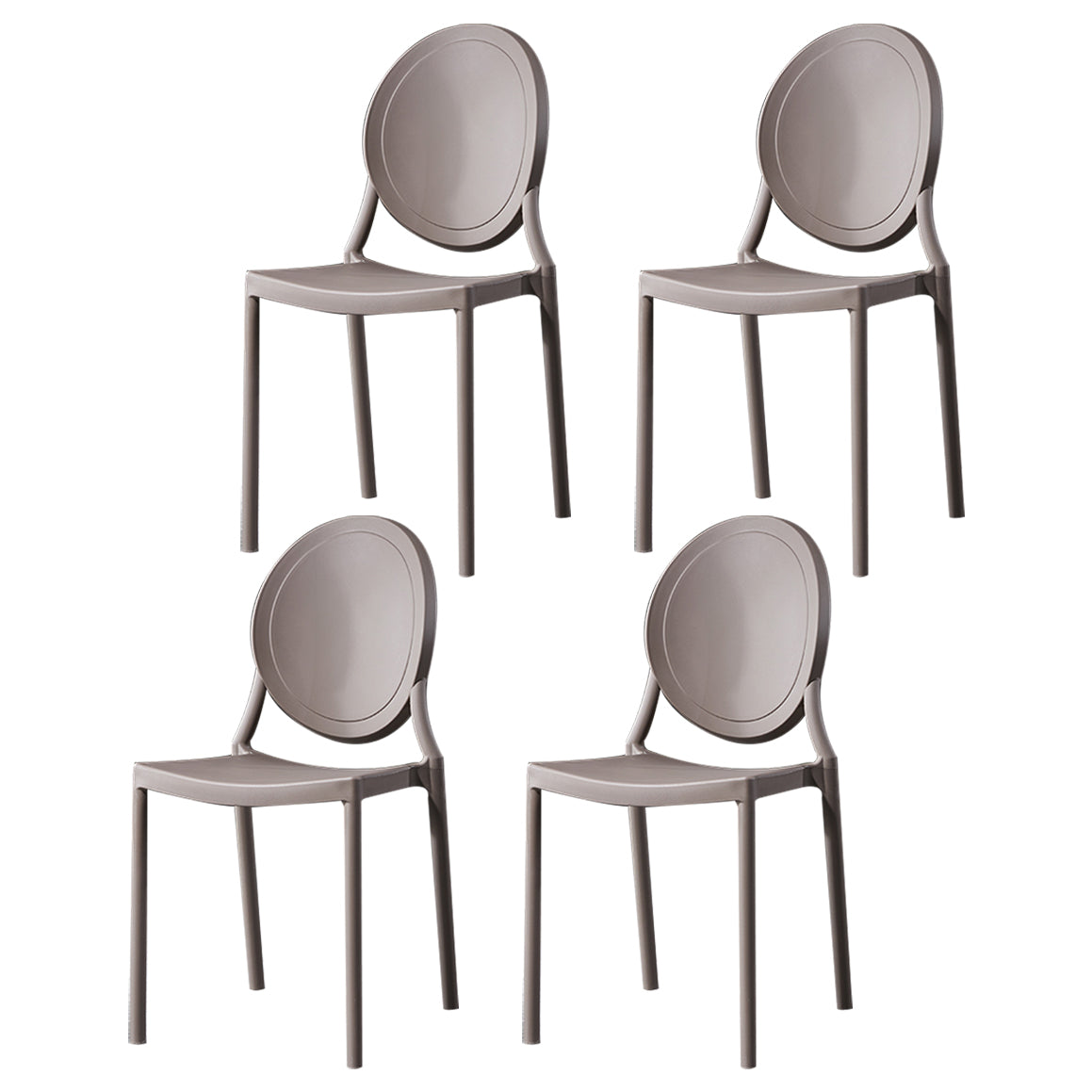 Chaise d'appoint scandinave à dossier ouvert, chaise de salle à manger empilable en plastique