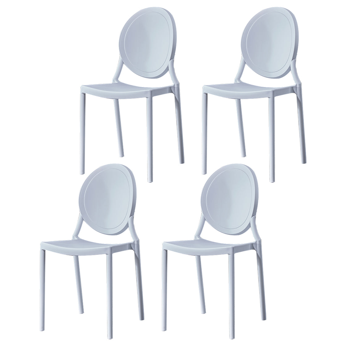 Chaise d'appoint scandinave à dossier ouvert, chaise de salle à manger empilable en plastique