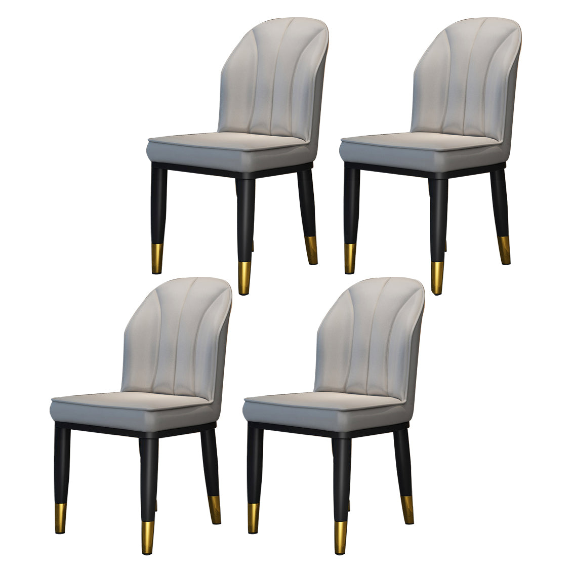 La salle à manger contemporaine en métal préside les chaises latérales à oreilles de finition métallique