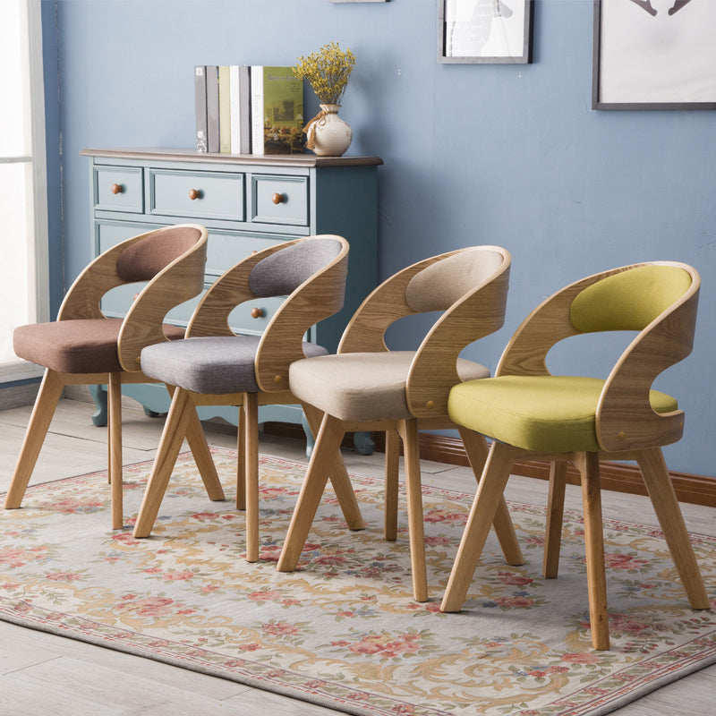 Chaise de salle à manger de style contemporain, chaise latérale à dossier ouvert en bois massif de 17 pouces de large pour la maison