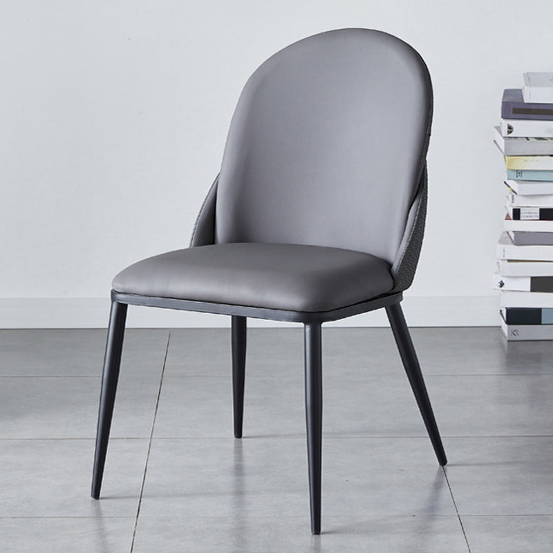 Nordic Style Kitchen Leather Dining Chair Armless Dining Chairs with Metal Legs