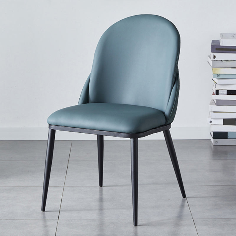 Nordic Style Kitchen Leather Dining Chair Armless Dining Chairs with Metal Legs