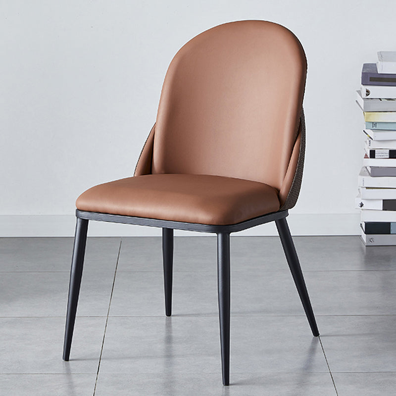 Nordic Style Kitchen Leather Dining Chair Armless Dining Chairs with Metal Legs