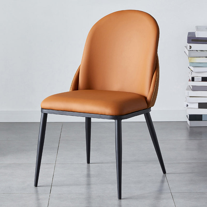 Nordic Style Kitchen Leather Dining Chair Armless Dining Chairs with Metal Legs
