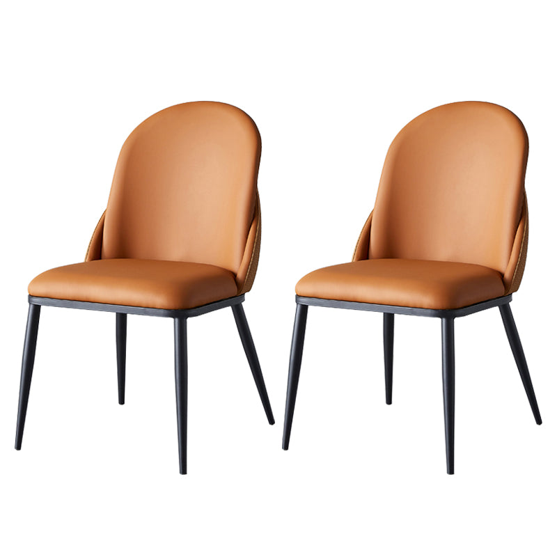 Nordic Style Kitchen Leather Dining Chair Armless Dining Chairs with Metal Legs