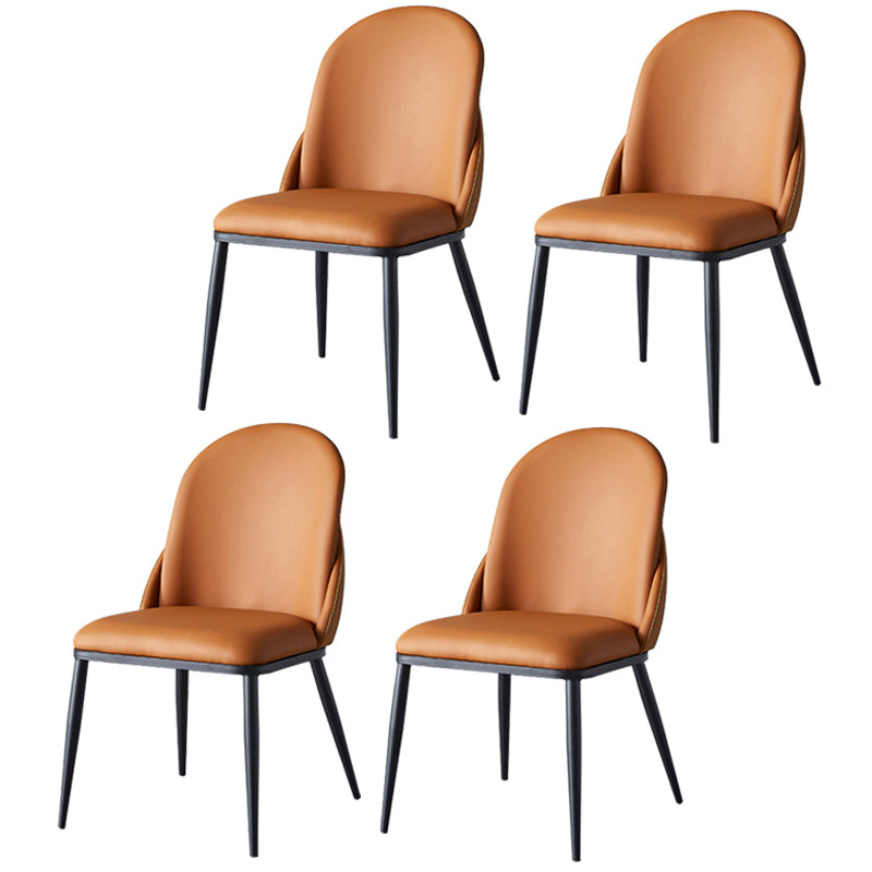 Nordic Style Kitchen Leather Dining Chair Armless Dining Chairs with Metal Legs