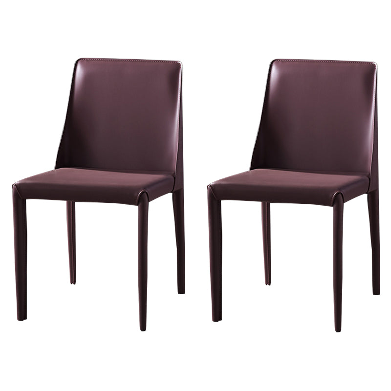 Chaises de salle à manger sans bras moderne chaise en cuir multicolore