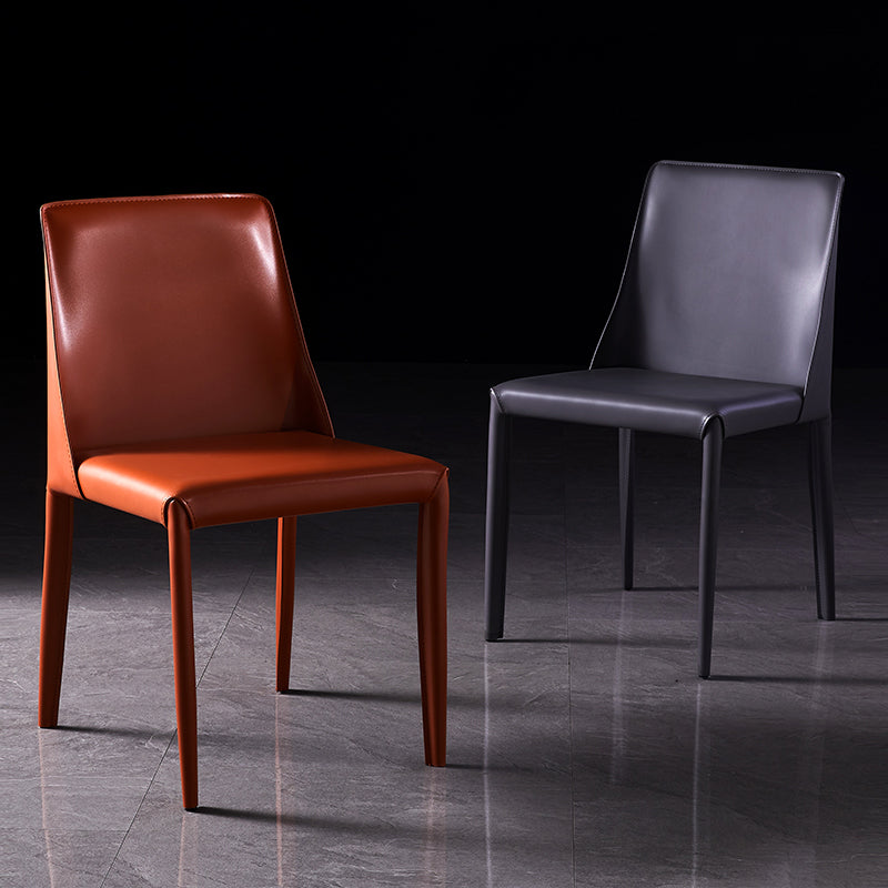 Chaises de salle à manger sans bras moderne chaise en cuir multicolore