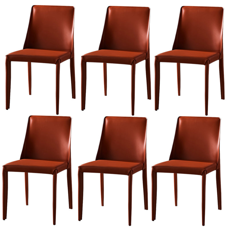 Chaises de salle à manger sans bras moderne chaise en cuir multicolore