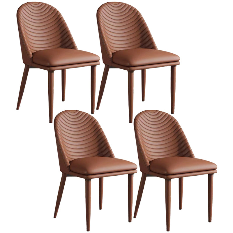 Metal Base Indoor Dining Chair 19'' Wide Parsons Leather Chair for Restaurant