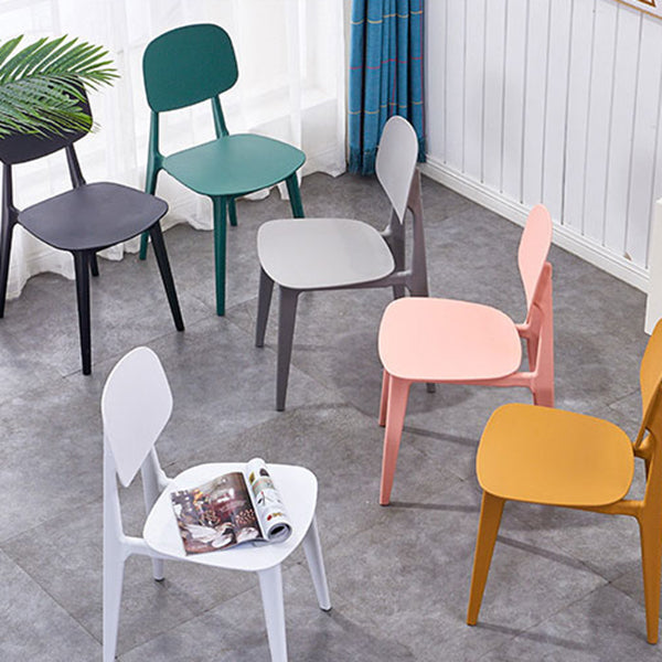 Chaises de salle à manger en plastique, chaise latérale de cuisine moderne de 16 pouces, chaise latérale arrière ouverte de large