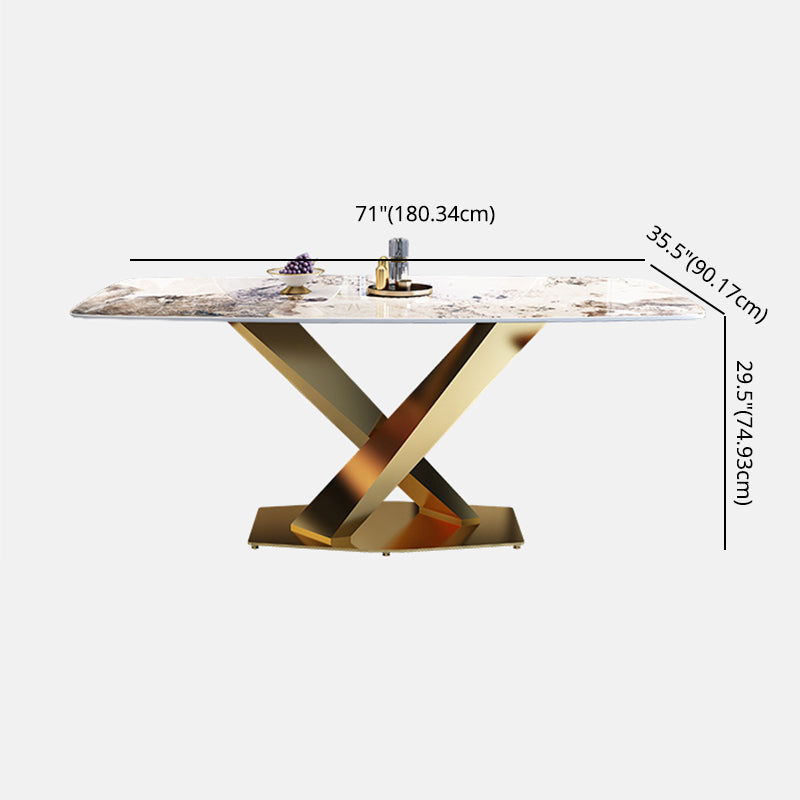 Standard Sintered Stone Top Dining Set with 1 Gold Metallic Legs for Dining Furniture