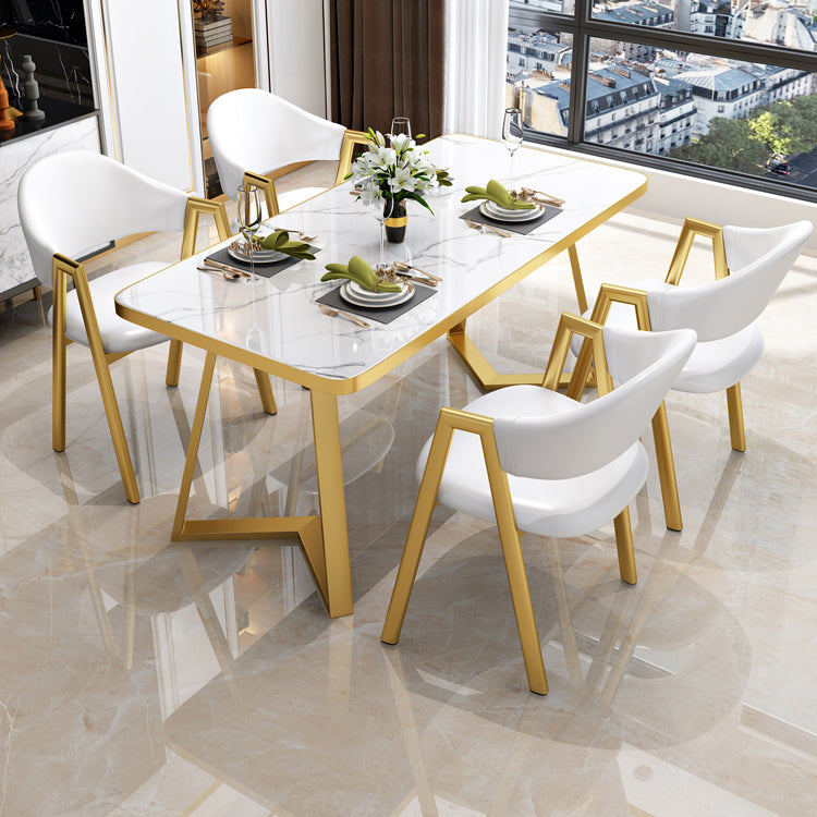 Nordic Traditional Height Sintered Stone Dining Table Rectangle Dining Room Set For Home