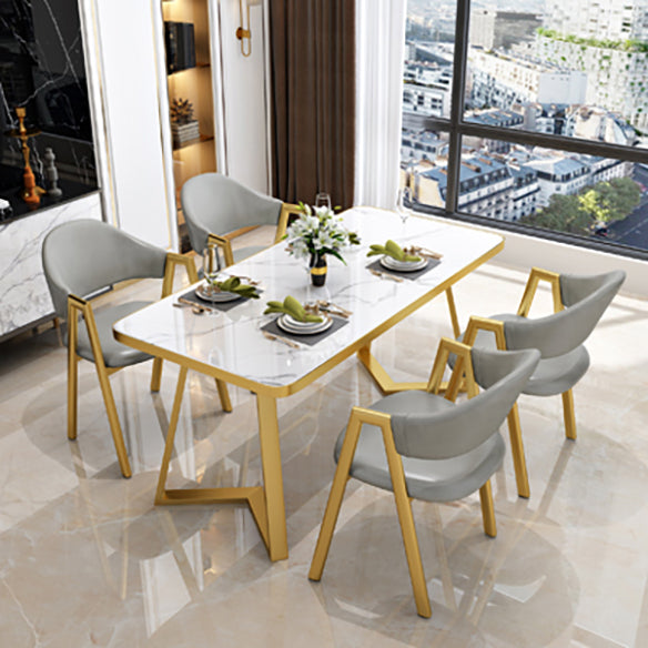 Nordic Traditional Height Sintered Stone Dining Table Rectangle Dining Room Set For Home