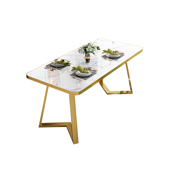 Nordic Traditional Height Sintered Stone Dining Table Rectangle Dining Room Set For Home