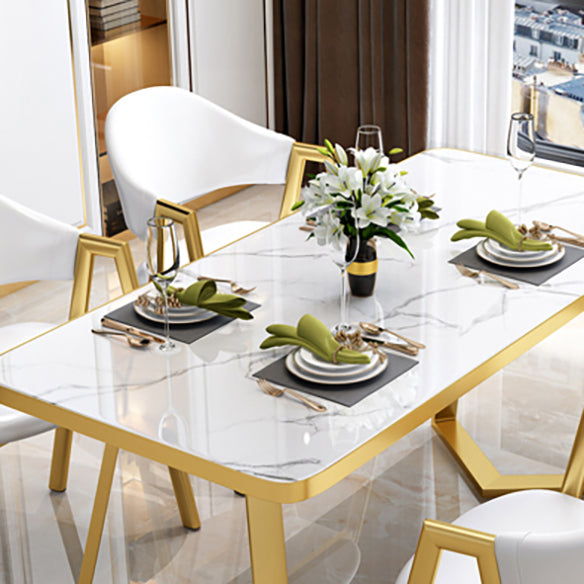 Nordic Traditional Height Sintered Stone Dining Table Rectangle Dining Room Set For Home