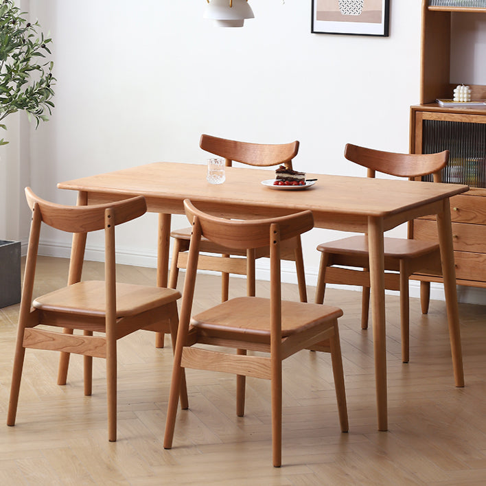Contemporary Style Dining Table with Fixed Solid Wood Dining Table and Chairs for Home Use