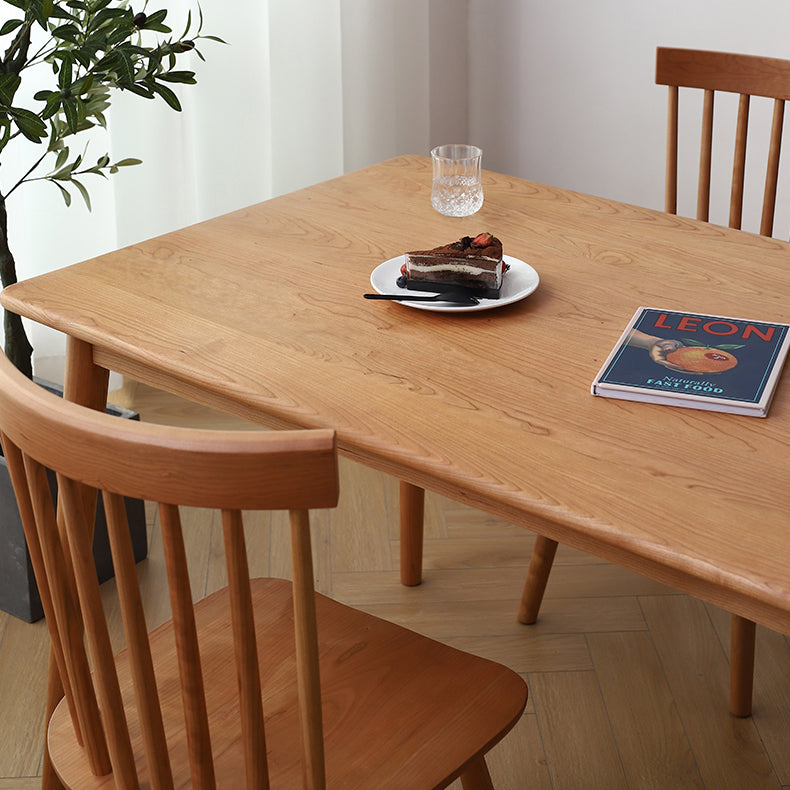 Contemporary Style Dining Table with Fixed Solid Wood Dining Table and Chairs for Home Use