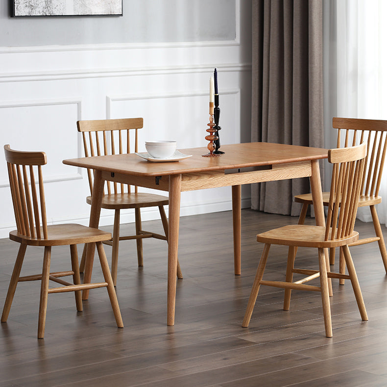 Minimalist Style Dining Table with Self-Storing¬†Leaf Solid Wood Dining Table and Chairs for Home Use