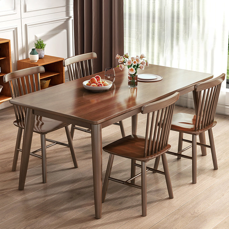 Minimalist Style Dining Table with Fixed Solid Wood Dining Table and Chairs for Home Use